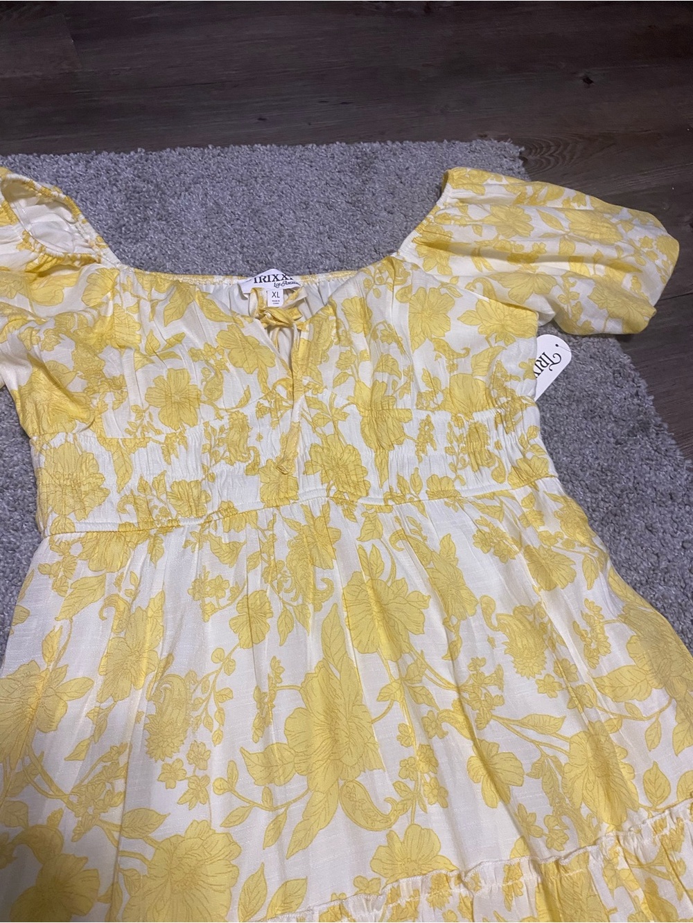 Xhilaration Yellow and White Floral Off-Shoulder Girls Dress
